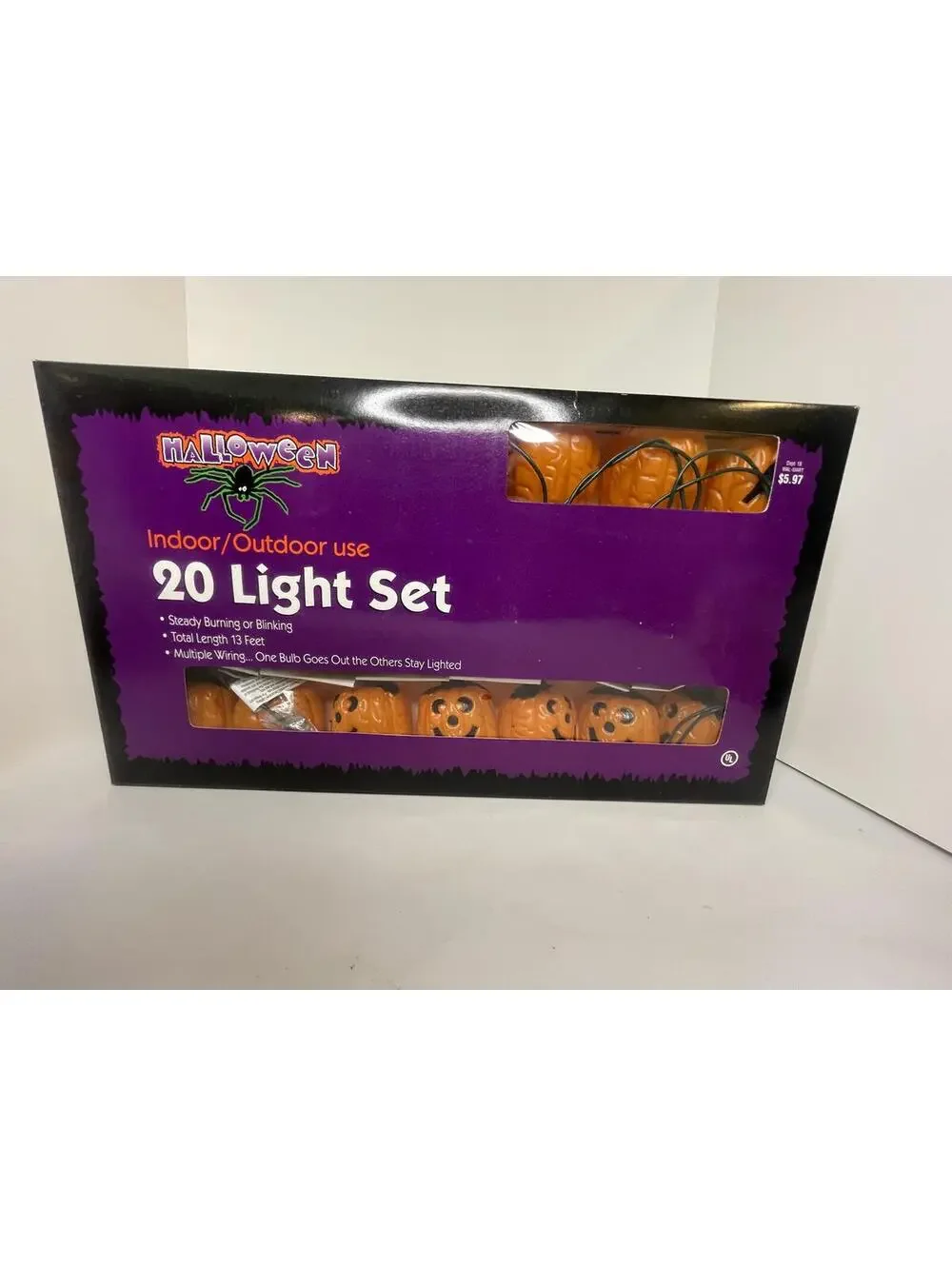 Vintage Halloween Jack-O-Lantern 20 Light Set Indoor/Outdoor Blow Mold Lights